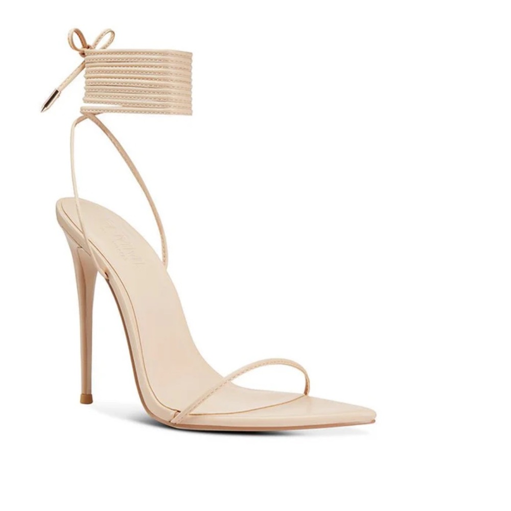 Femme LA Ankle Wrap Stiletto Sandal in Nude